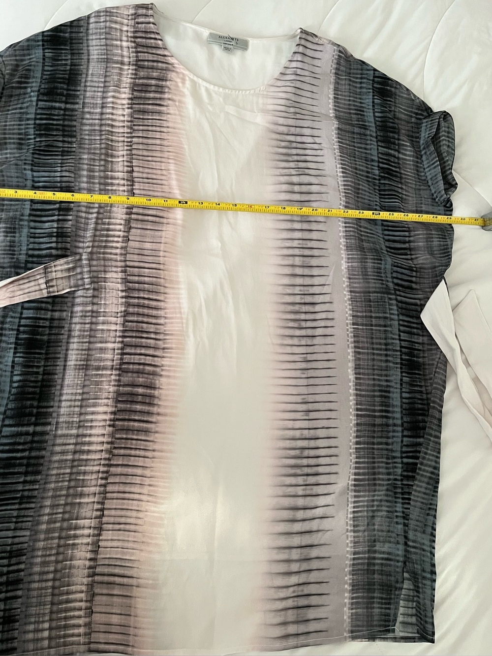 AllSaints Silk Pink and Gray Ombre Stripe Tunic Dress - Picture 11 of 12